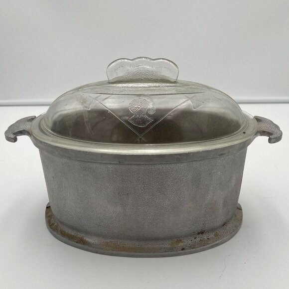 Vintage Guardian Service Ware Heavy Aluminum Triangle Heart Roasting Pot w Lid - Picture 2 of 4